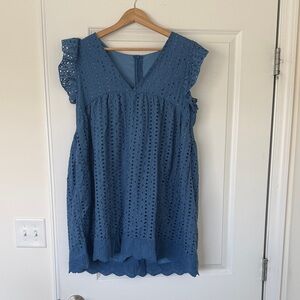 Blue Eyelet Women's Dress